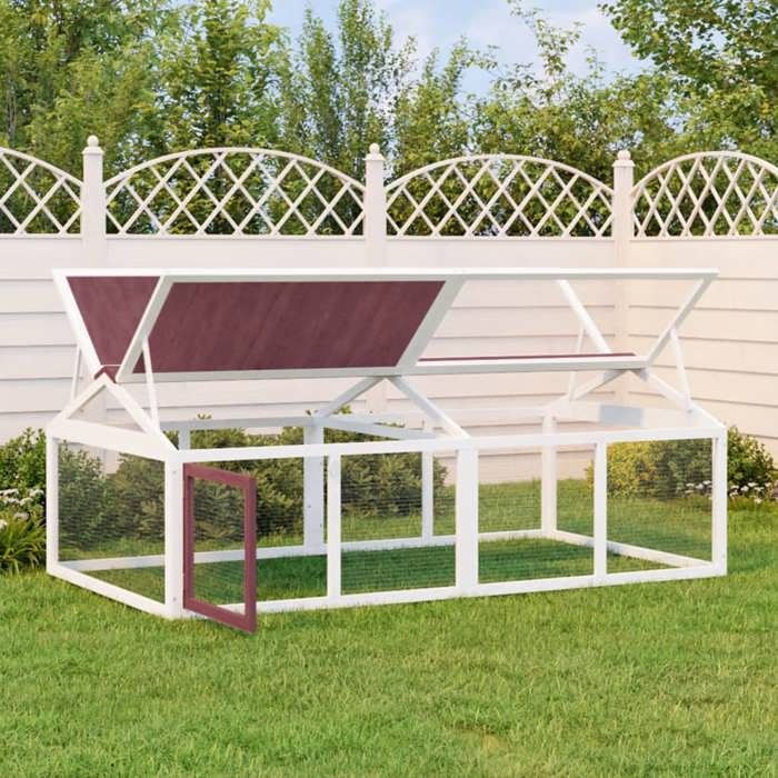 (Blanc)Enclos animaux moka pour jardin - SIGNOR - 200x1125x74 cm bois massif de pin 23069