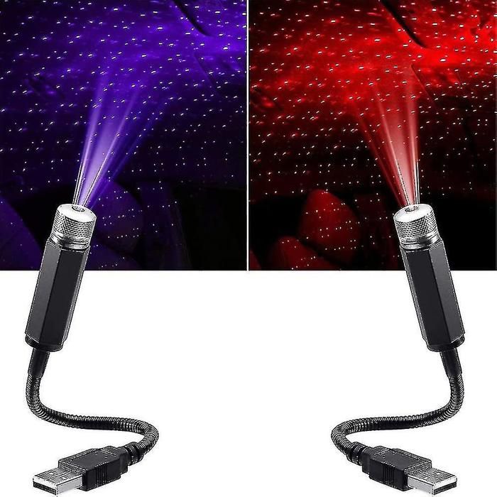 Lot de 2 mini projecteurs USB durables pour voiture lampes LED portables et pliables