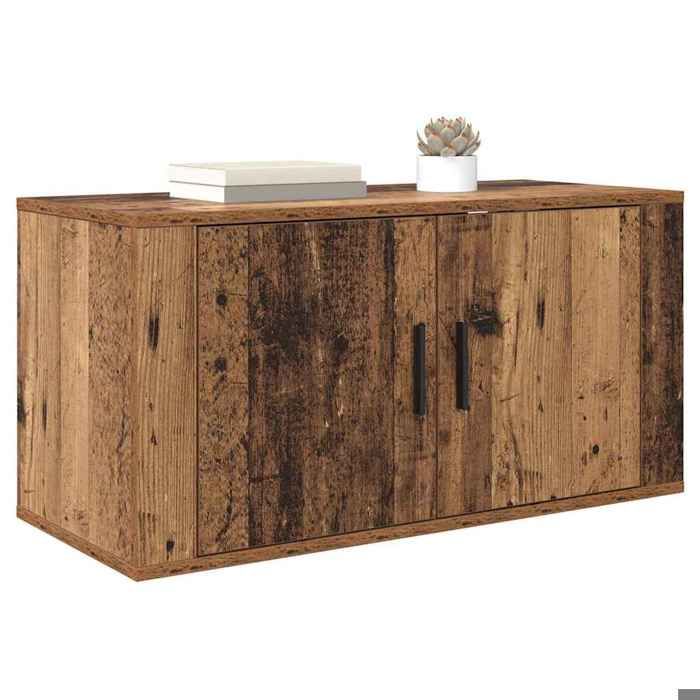 ABBO-SALE*Cabinet TV mural - Armoire de téléviseur - Bois ancien 80 x 34 5 x 40cm - Bois dingénierie SOL238594