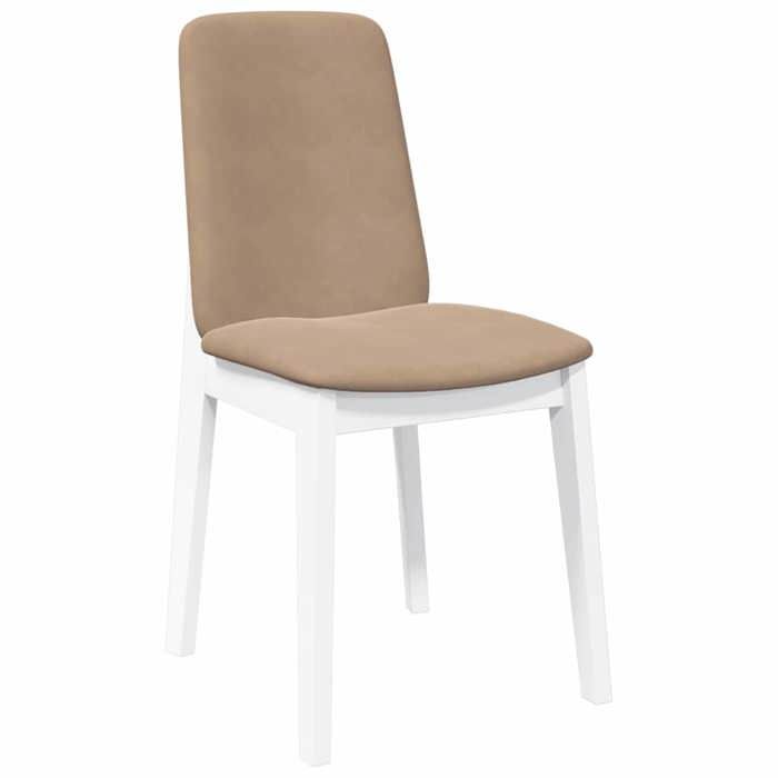 Blanc Chaises de cuisine/bar - SOLOMON -[2 pcs] - avec coussins - blanc bois massif caoutchouc CCC1483