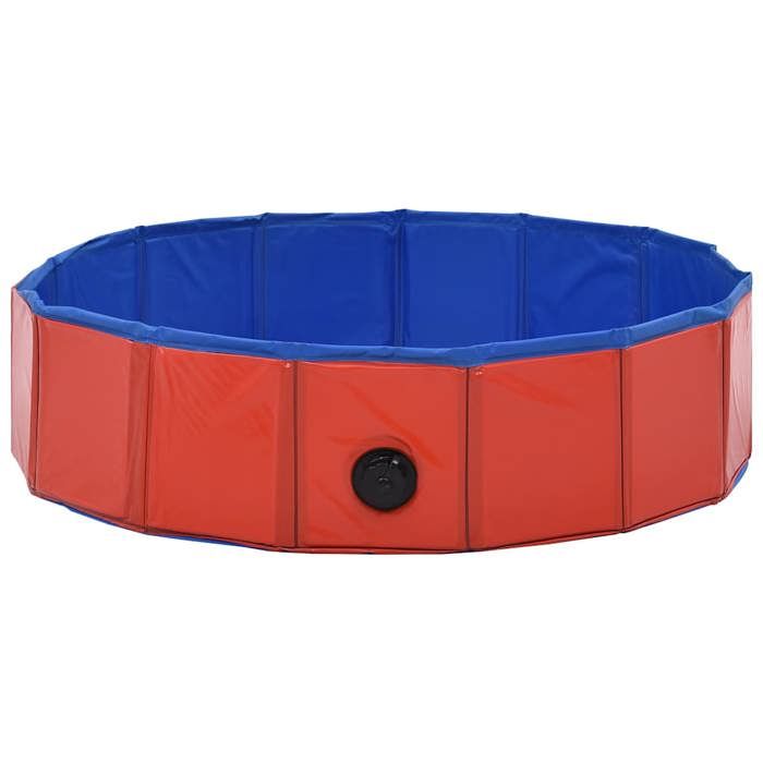 Piscine pliable pour chiens - WIENS - Rouge - 80x20 cm - PVC - Antidérapant - Utilisation intérieure et extérieure
