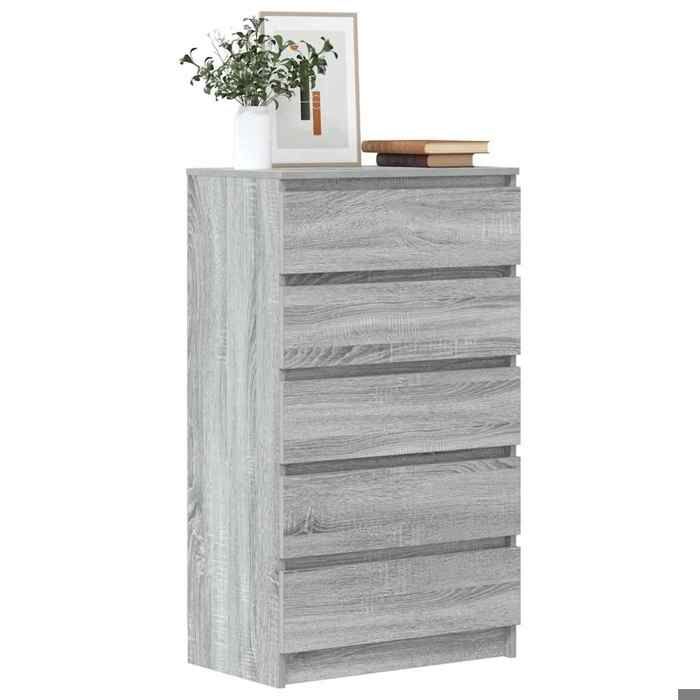 SALE 2026 Armoire/Cabinet à tiroirs Gris - Commode Sonoma gris 60x36x103cm - bois dingénierie PRO286333303