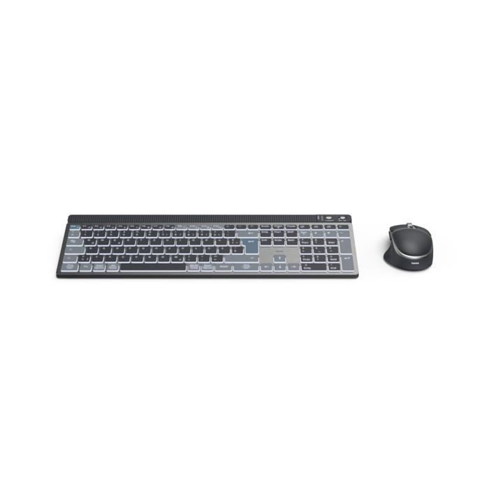Ensemble clavier et sans fil Hama appareils Bluetooth et USB Rétroéclairé Rechargeable