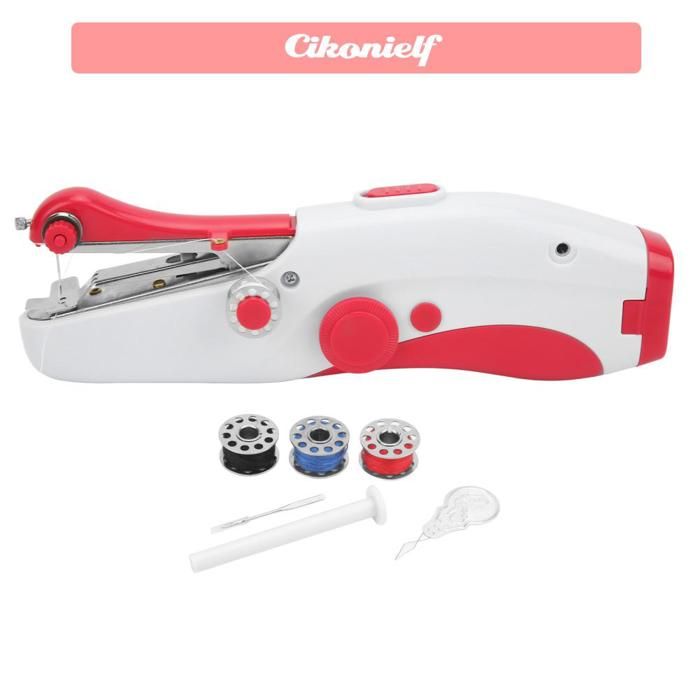 Cikonielf mini machine à coudre Machine à coudre à main portable mini-petite maison à double aiguille electromenager machine Rouge - Zerone