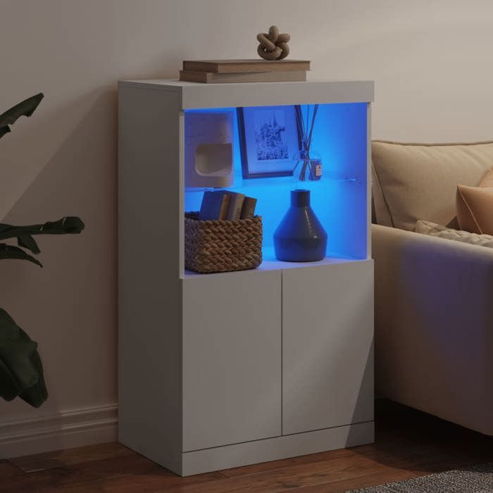 Enfilade de rangement Blanc - LEMON® Buffet avec lumières LED - Meuble de salon - blanc - 605x37x100cm 234 - Soldes