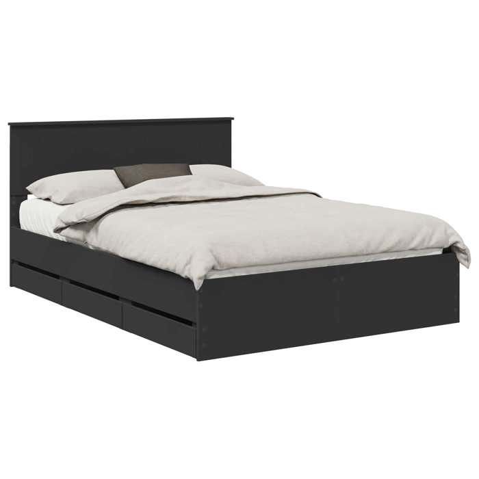 En solde Cadre de lit adulte/enfant - Structure de lit - 1/2 personnes - avec tiroir Noir 140x190 cm Bois Ingénierie L3133