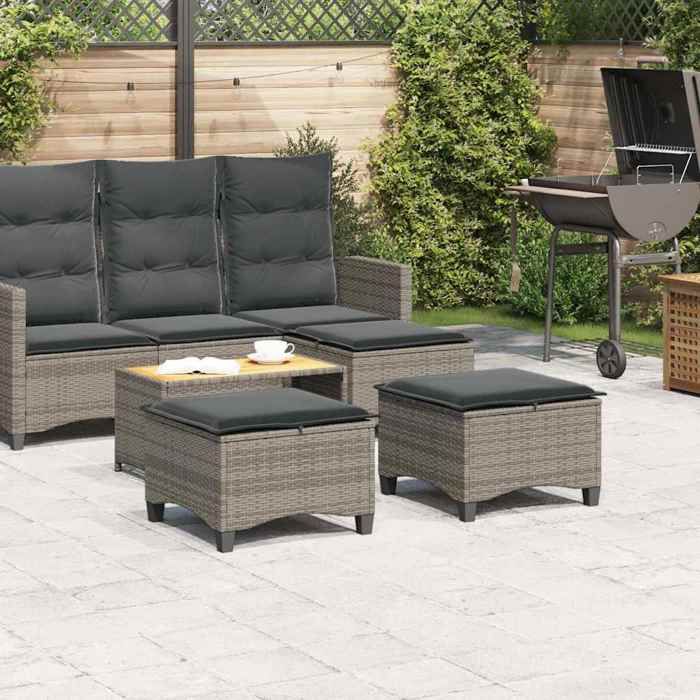 Hot Sale®Petit fauteuil/chaise de balcon - SOLOMON - Tabourets jardin coussins 2 pcs gris 55x55x36 cm résine tressée - S7934065