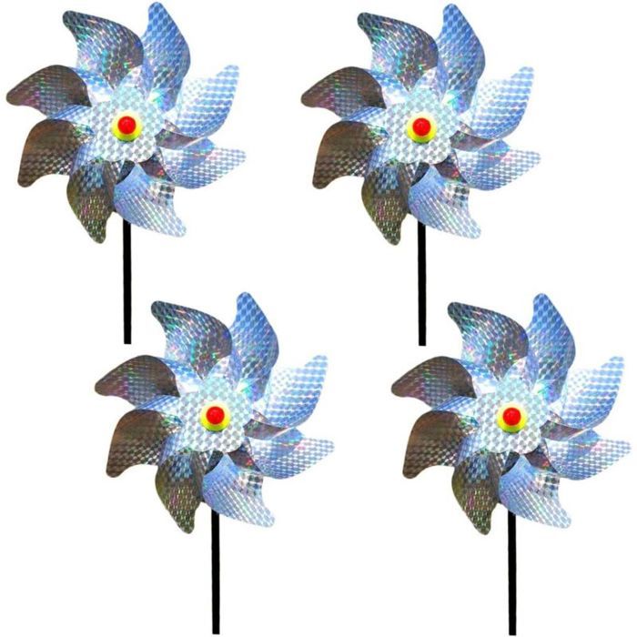 Effaroucheur oiseaux reflechissant JZSH lot de 4 protection jardin verger moulin a vent anti pigeons