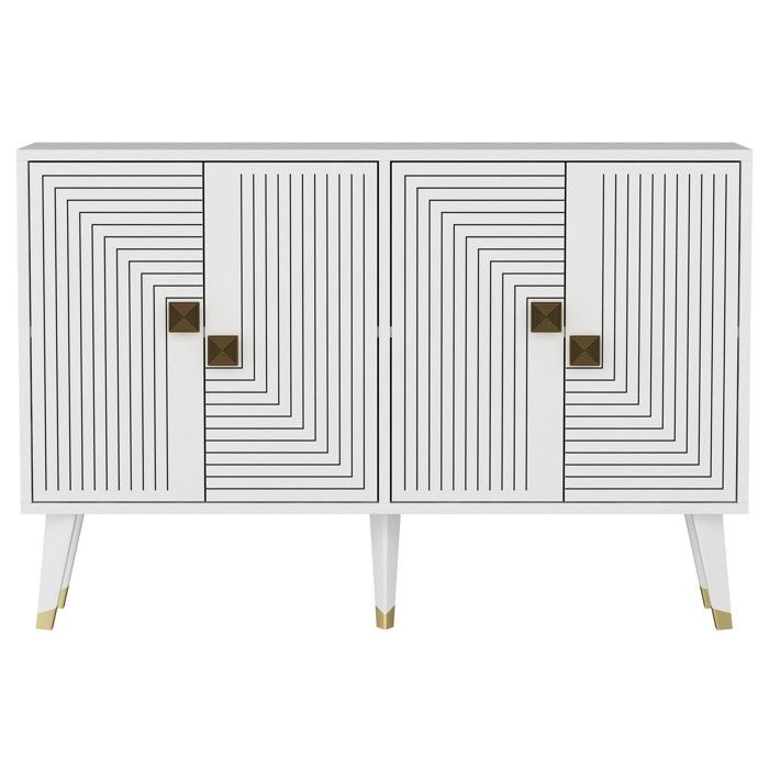 Buffet En Bois ""ahart"" - 120 X 30 X 80 Cm - Blanc