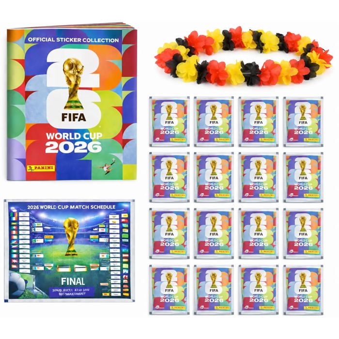 Kit De Démarrage XXL Panini Coupe Du Monde 2026 – 1 Album, 13 Stickers, Calendrier Des Matchs Et 3 Bracelets Allemagne