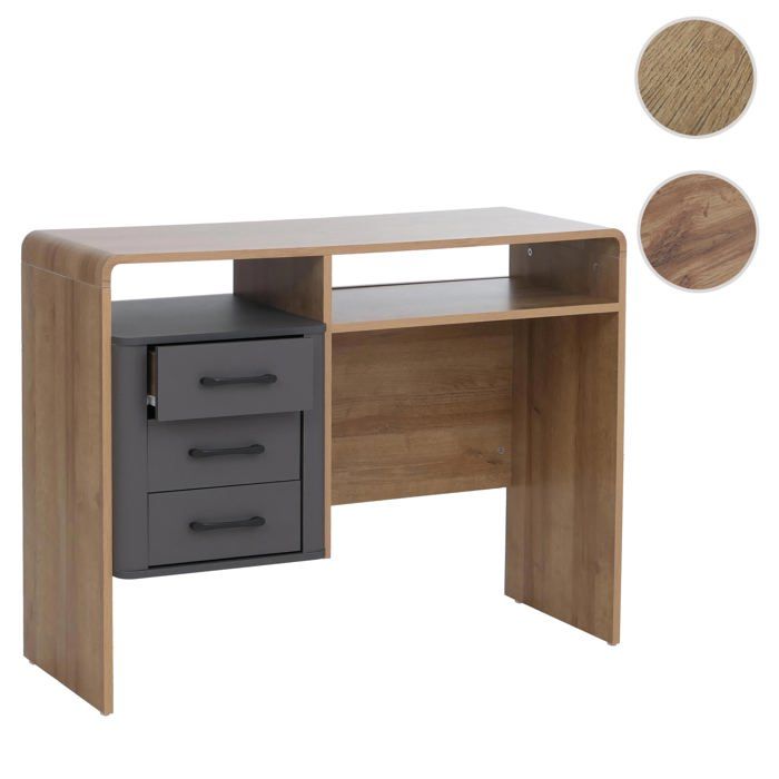 Bureau HWC-P43 75 x 100 x 40 cm Finition chêne Rivera gris foncé