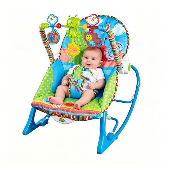 Transat et Balancelle Bébé 2 en 1 avec Arche de Jeux Amovible et Musique Dossier Réglable pour Enfants de 0 à 36 Mois Jusquà 18 kg