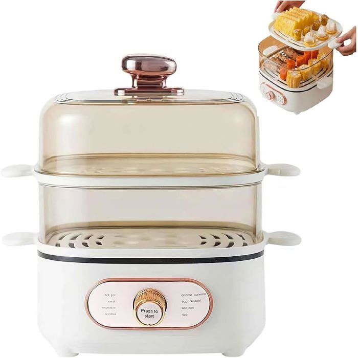 1 Cuiseur Vapeur Électrique 1200W Marmite 3 Niveaux 10L Paniers Empilables PP Multicuiseur Riz Légumes Boulett MIXEUR ELECTRIQUE