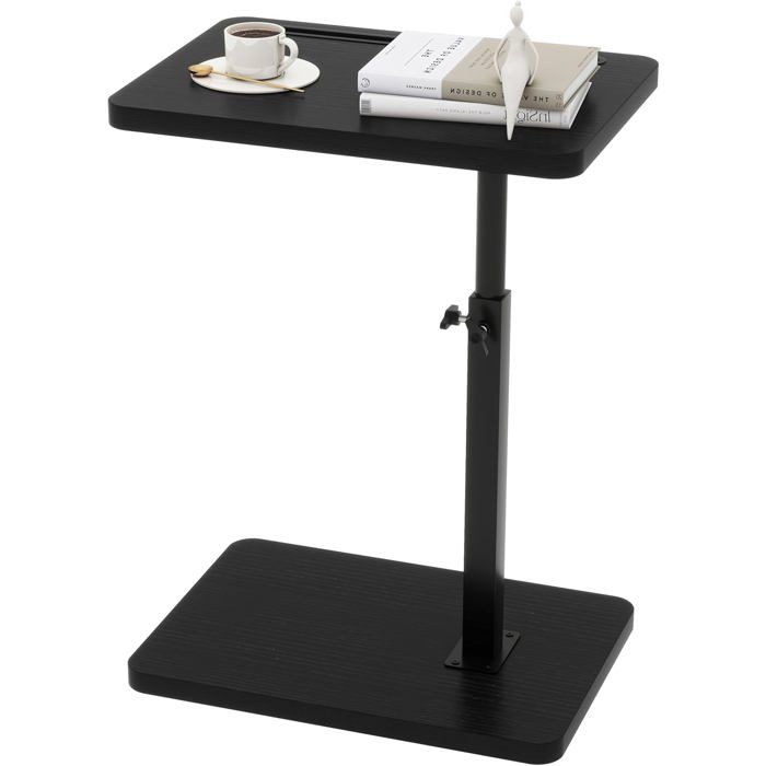 Table D’Appoint Hauteur Réglable 360 ° Pivotant Bout De Canapé C Form Tables Canapé Avec Fente Pour Téléphone Et Tablette Petite