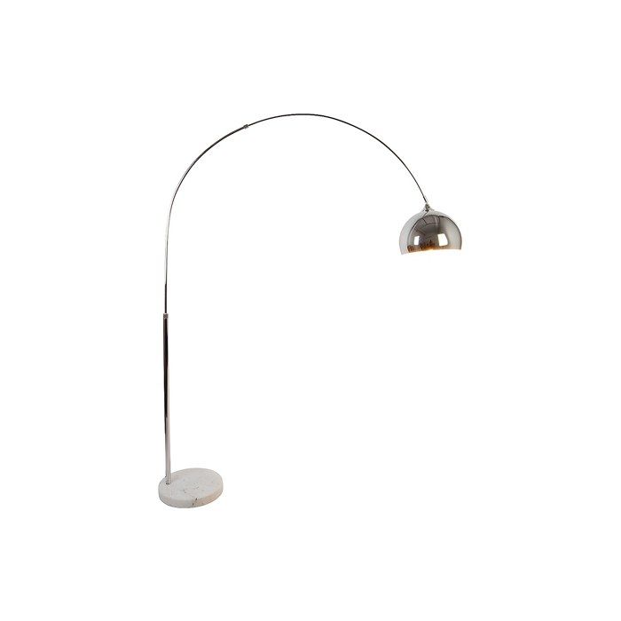 Grand lampadaire arc - Métal et marbre - H. 180 cm - Argenté - OMBRAGE