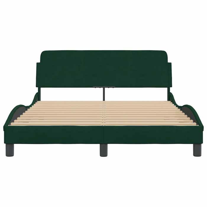 Structure de lit - HAOSHOP - Cadre de lit Dover vert foncé 140x190 cm velours&01_112748