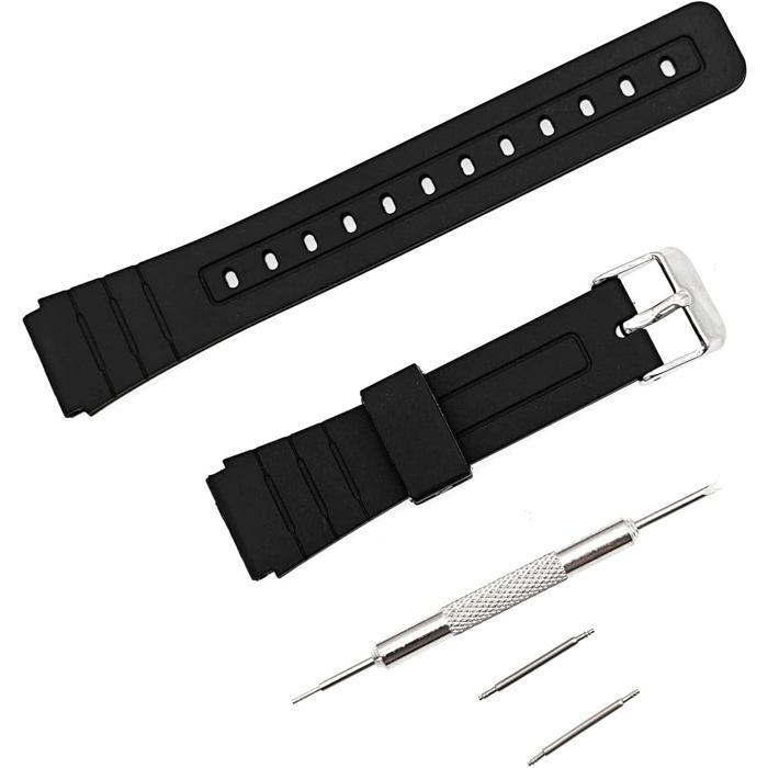 Bracelet De Montre De Rechange Pour Casio F-91W F-84 F-93 F-94 F-98 F-105 F-106W F-108 F-201 W-59 A-158 - En Plastique Noir -[PP48]