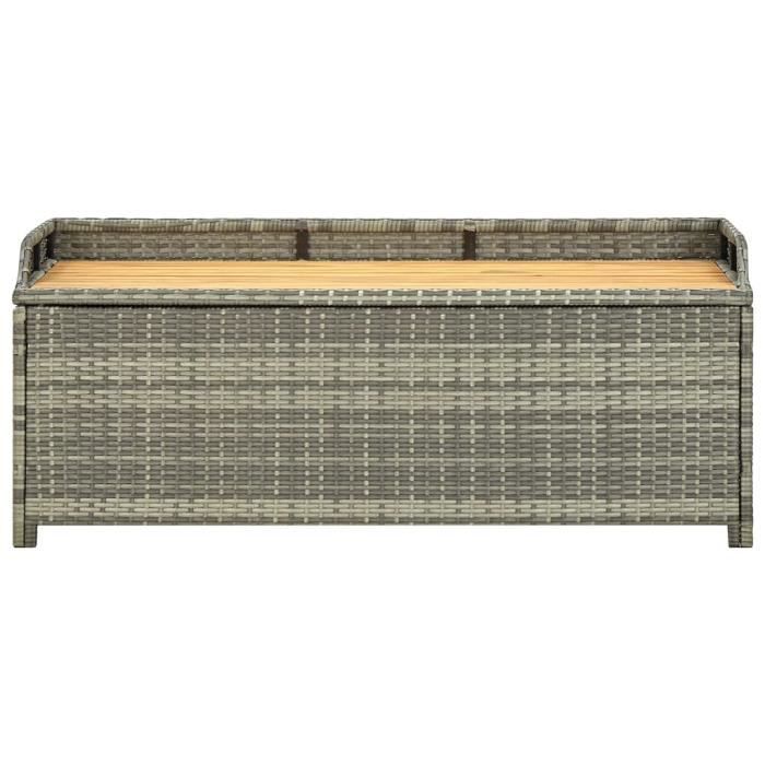 Banc de rangement de jardin - 120 x 50 x 50 cm - Résine tressée avec finition à lhuile - Gris - FHE - Qualité Parfaite