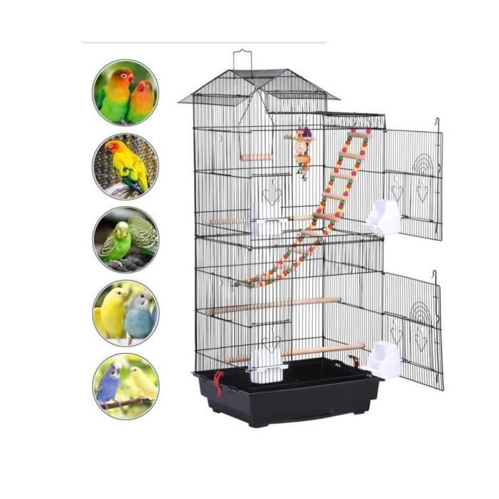 dianwaa cage oiseau volière en métal conception avec toit, 46*35.5*99cm