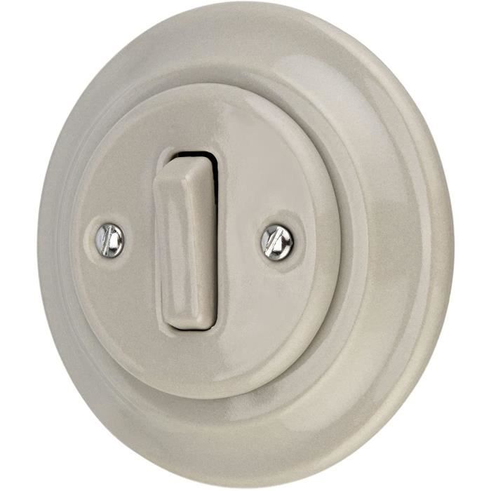 Interrupteur En Saillie Interrupteur Double Encastré En Porcelaine Rétro, Tout-en-un, Série PR1, Blanc Interrupteur Saillie