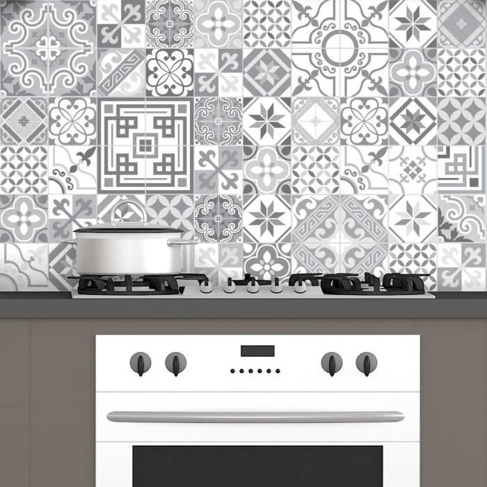 Carrelage Adhésif Mosaïque Bleu – Autocollant Sol Imitation Carreaux De Ciment Vintage – 25x25 Cm – Idéal Salle De Bain & Cuisine – Vendu à L'unité