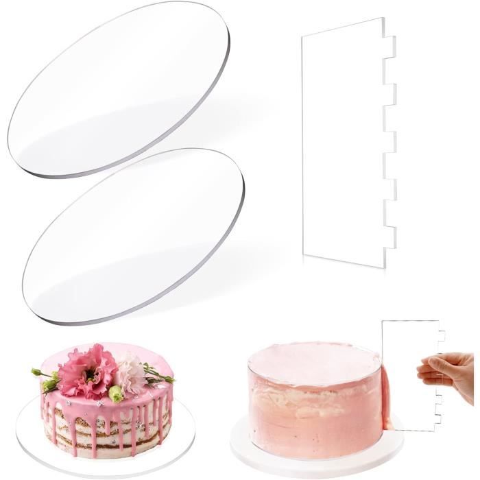 HK07097-Plateau à gâteau rond en acrylique. 2 pièces. bord de gâteau plus  lisse. grattoir. décoration ronde. bricolage. Base de gâ - Cdiscount Maison