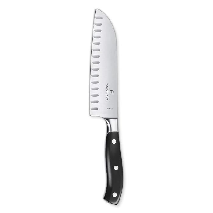 Couteau Santoku Montana Maitre 18 Cm – Lame Alvéolée Acier à L’azote – Fabriqué En Italie – Manche Ergonomique
