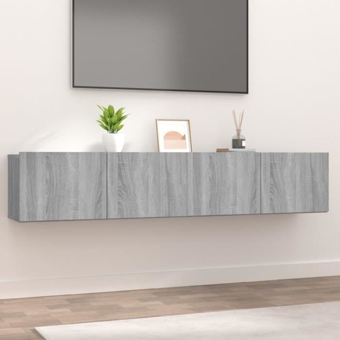Meubles TV suspendus - Sonoma gris - Bois dingénierie - 80x30x30 cm