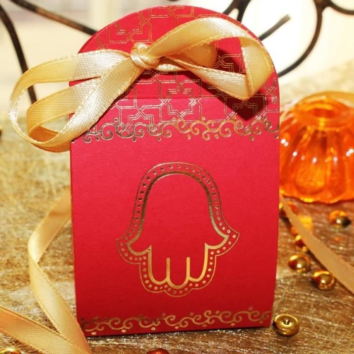 10 Pcs Boite Dragees Oriental Rouge Et Or Contenant A Dragees Main De Fatma Decoration Mariage Fetes Anniversaire Achat Vente Boite A Dragees Soldes Sur Cdiscount Des Le Janvier Cdiscount