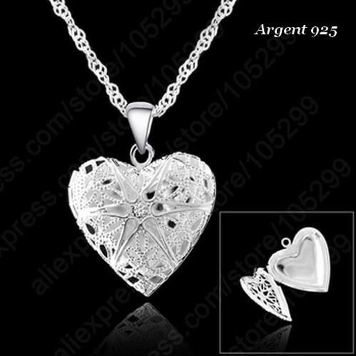 Collier Chaine Et Pendentif Porte Photo Coeur Argent 925 Achat