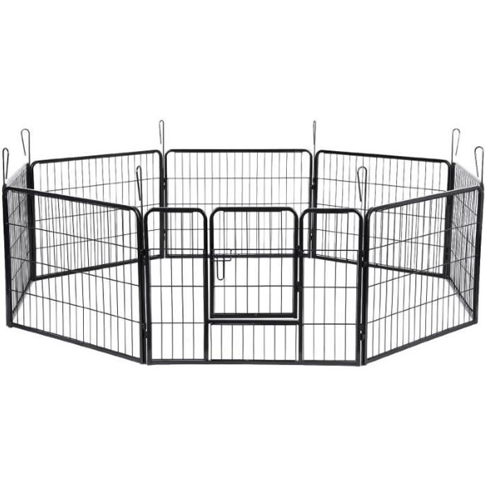  Parc enclos cage pour chiens chiots animaux de compagnie 163 x 163 cm noir 3712019 