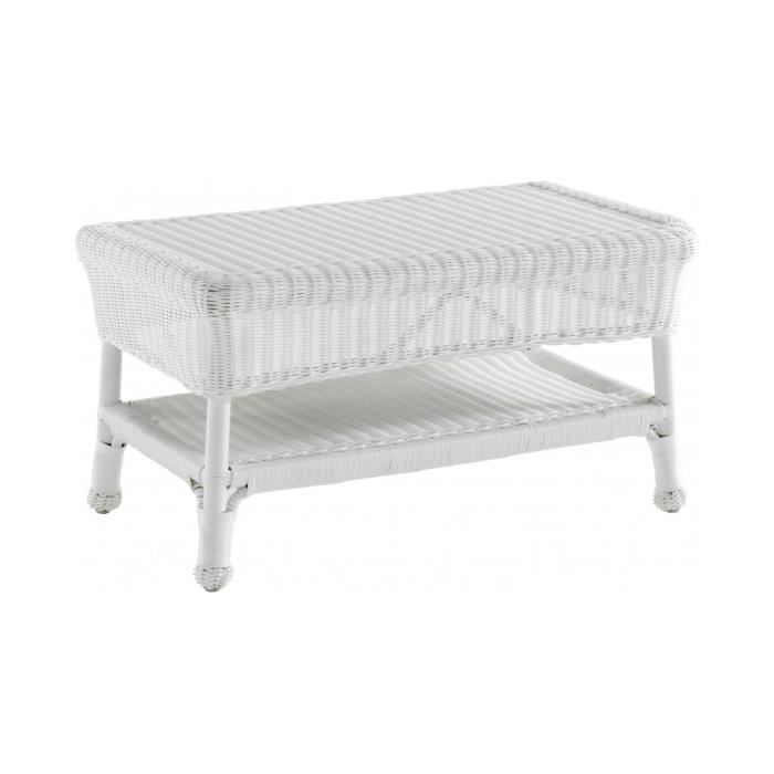 Table Basse Rotin Resine Tressee Blanche Achat Vente Table
