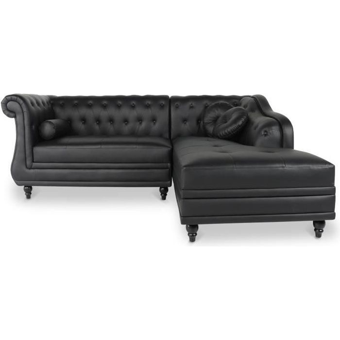 Canapé dangle droit Empire Noir style chesterf...