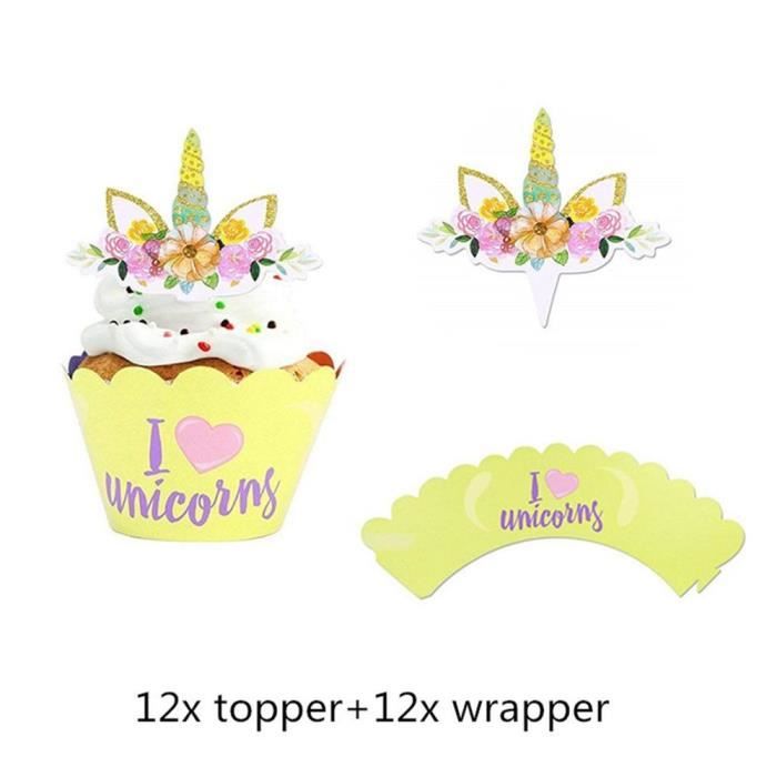 Kit Déco Anniversaire 25 Pièces – Topper Gâteau + 24 Décors Cupcakes – Motifs Colorés 3D – Réutilisable – Fête à Thème