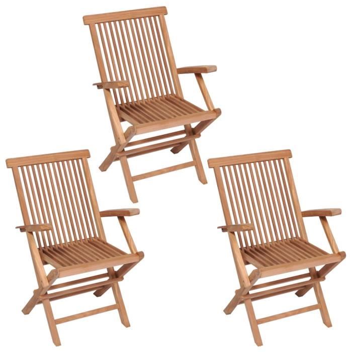 Déco Lot de 3 Chaises de jardin pliables Contemporain  Fauteuil de