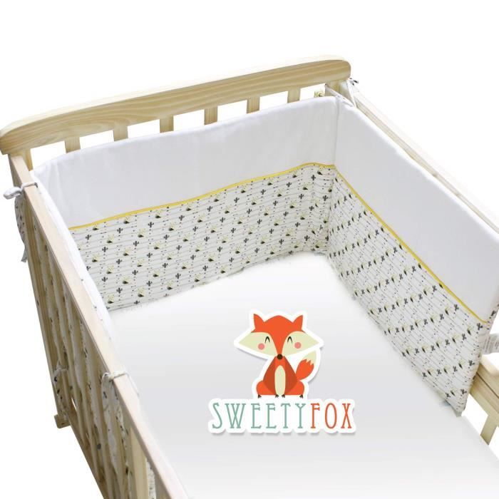 Taille 40x180cm Gris Baby Stars Tour de Lit Bebe Modulable Tissu Coton 100% Bio et Polyester Pour Fille et Garcon Certifié OEKO TEX sans Produit Chimique Protection Lit bébé 60x120 