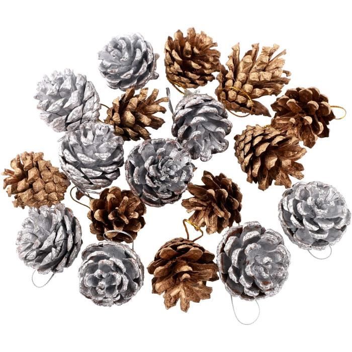 738 18 Pieces Decorations De Pommes De Pin De Noel Decorations De Boules De Sapin De Noel Pomme De Pin Naturel Pen Cdiscount Maison