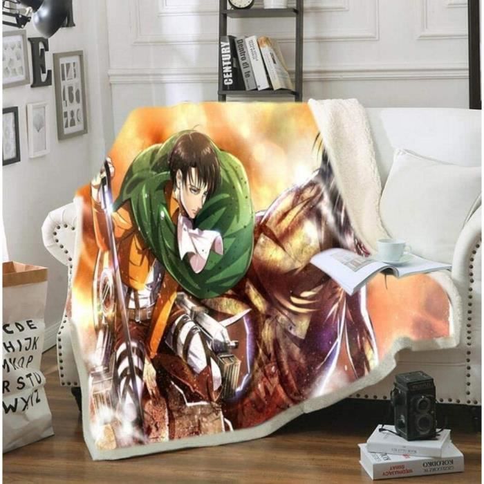 Couverture Polaire Double Épaisseur Corail Attaque sur Titan Anime - Multicolore - 70x140cm