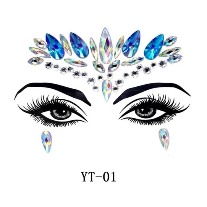 Palette de maquillage,Bijoux de sirène en strass pour le visage,Rave Eyes,Livehouse,Festival de