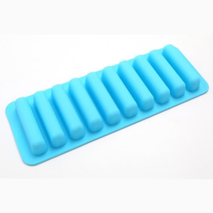 Couleur bleue Moule à glaçons en Silicone à 10 trous, cylindre en forme de doigt, plateau à