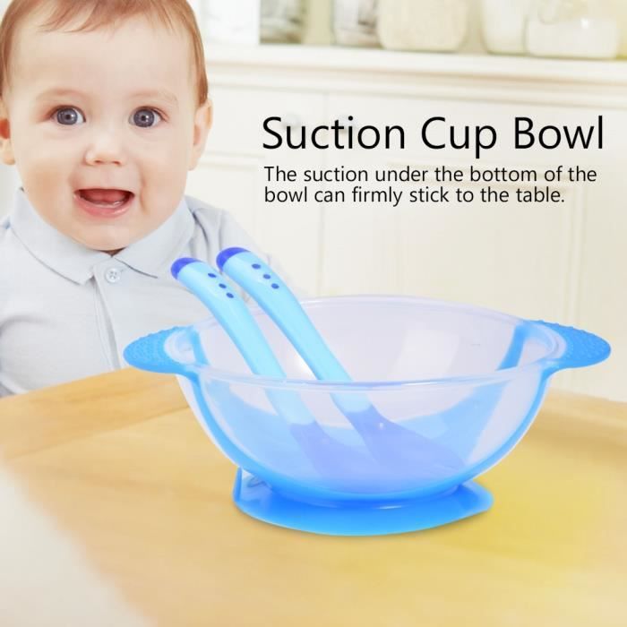 Bol A Ventouse Pour Bebe Ensemble De Fourchette Et Cuillere A Detection De Vaisselle Antiderapante Pour Bebe Enfants Cdiscount Puericulture Eveil Bebe