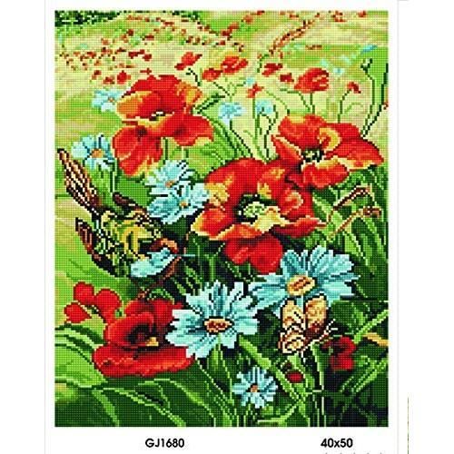 Diamond Painting Kit Completo 30x30 Cm – Quadro A Mosaico Fai Da Te Con Tela Adesiva E Pietre Acriliche, Soggetto "Cesto Di Fiori", Incluso Telaio In Legno