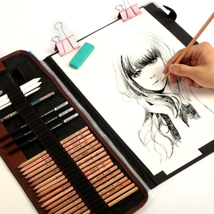 Crayon graphite,Trousse à crayons pour croquis Marco, Kit de dessin  professionnel avec gommes à papier, couteau, [E600188631] - Cdiscount  Beaux-Arts et Loisirs créatifs