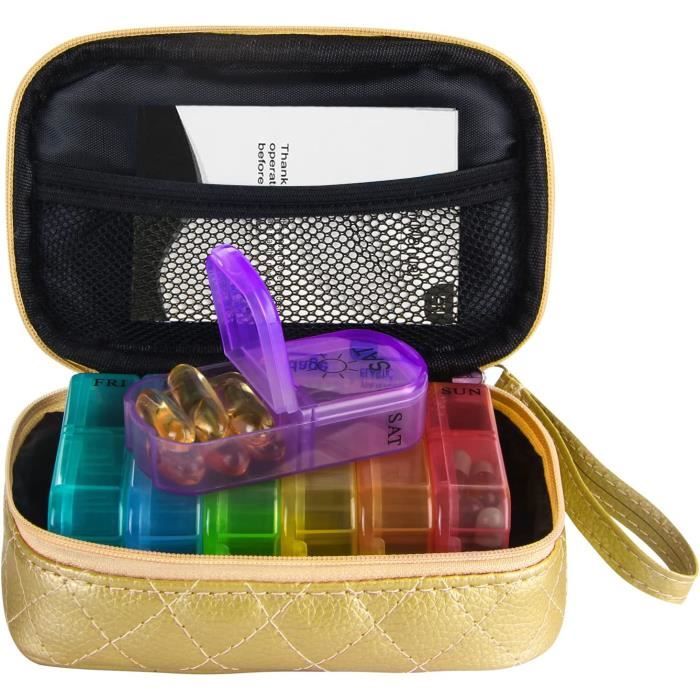 Pilulier Hebdomadaire En Bambou TabTime - 7 Jours, Avec Sac De Voyage, Neuf