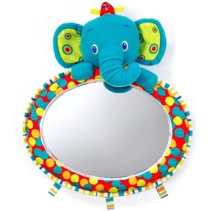Jouet - BRIGHT STARTS - Miroir Auto See & Play - Convexe - Eléphant en peluche - Boucles cousues