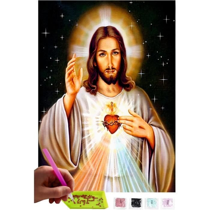 TISHIRON Peinture Par Numéros Adulte – Jésus Et Paysage Lunaire – Kit DIY Toile 40x50cm Avec Cadre – Loisir Créatif Et Relaxant