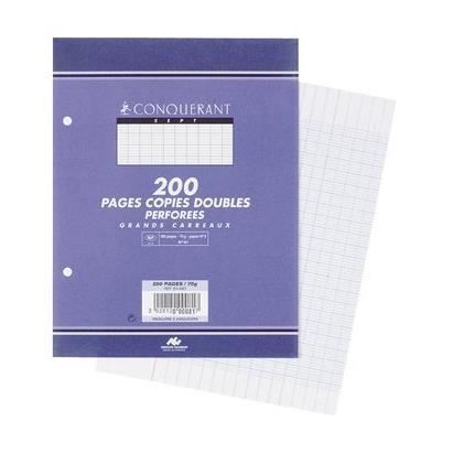 Conquérant Copies Doubles 200 Pages A4 70g Petits Carreaux X 10 3020120089942