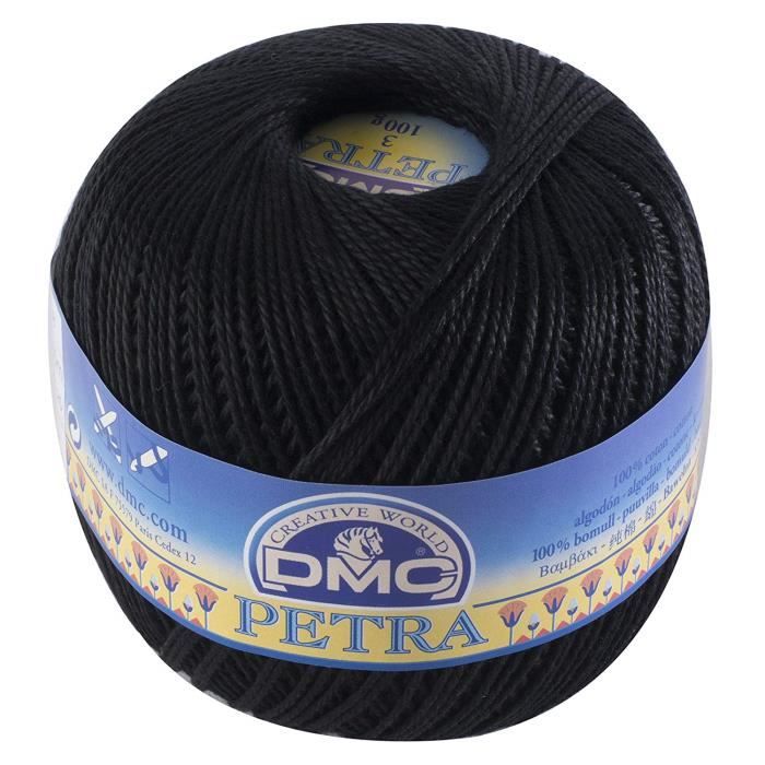DMC Fil Petra, 100% Coton, Noir, Taille 3 - 993A/3- 5310