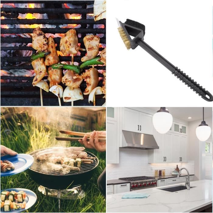 Brosse De Nettoyage Barbecue Grille Nettoyeur Poignée Noir