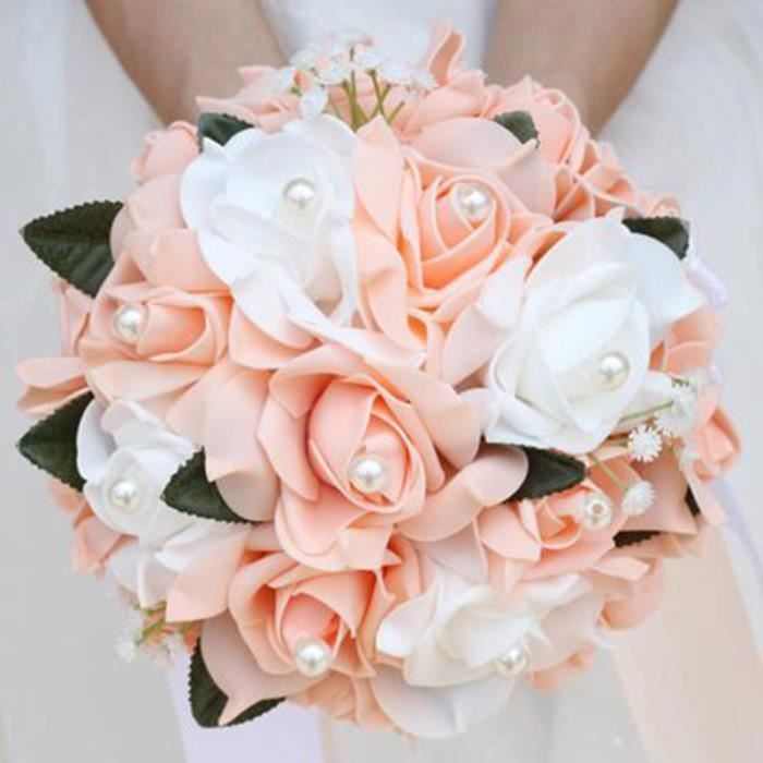 Poudre Pe Rose Fleur Avec Perle Pour Mariage Fleur Soie Ruban Mariee Bouquet Main Tenir Des Fleurs Achat Vente Fleurs Stabilisees Cdiscount